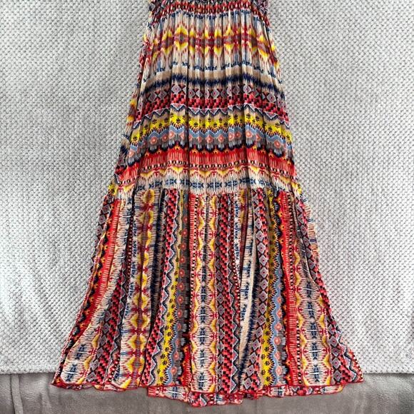 Easel Dress Womens S Orange Tiered Maxi Length Ruffle Neck Adjustable Straps - Picture 7 of 15